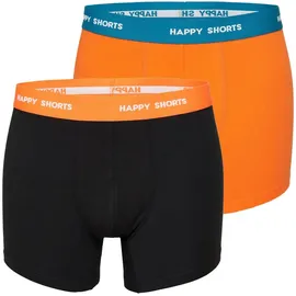 Happy Shorts Boxershorts Schwarz / Orange / Türkis XXL 2er Pack