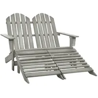 2-Sitzer Adirondack Gartenbank mit Fußstütze 119,5 x 147,5 x 89,5 cm grau 315910