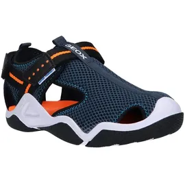 GEOX Jungen Jr Wader SANDALS, Navy Orangefluo, 28 EU