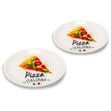 kamelshopping Pizzateller 2er Set Pizzateller, aus Porzellan, mit Motiv, spülmaschinengeeignet, Ø ca. 33 cm