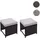 Mendler Hocker Poly-Rattan 2er-Set 0 x 0 x 0 cm Schwarz
