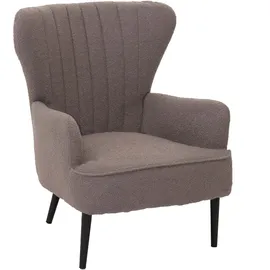 Mendler Lounge-Sessel HWC-K37 Bouclé 75 x 80 x 75 cm hellgrau mit Kissen