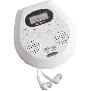 Denver DMP-395W Tragbarer CD-Player CD, CD-R, CD-RW, MP3 Inkl. Lautsprecherbox Weiß