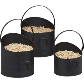 Relaxdays Aschekasten 3er Set Ø 21, 25 & 30 cm Metall schwarz
