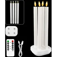 Hengrongshen LED Kerzen mit Timerfunktion, Ladebasis & Fernbedienung, 4/6 Stück Real Stabkerzen für Weihnachten & Hochzeitsdekoration (4PCS)
