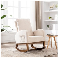 GLIESE Schaukelsessel Wohnzimmer, bequemer Schaukelstuhl, Wohnzimmersessel beige|braun