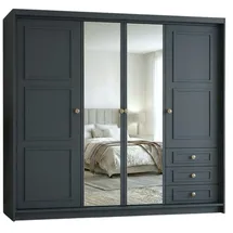 A&J MöbelLand Drehtürenschrank Oslo 200 x 215 x 59,5 cm grau