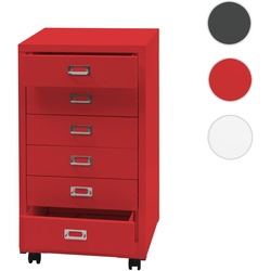 Rollcontainer HWC-L49, Schubladenschrank Stahlschrank Aktenschrank, Metall 75x40x41cm 6 Schubladen ~ rot