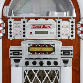MonsterShop Jukebox Retro 50er Jahre Stil Holz-Gehäuse mit LED-Beleuchtung Fernbedienung - Weiß