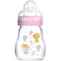 MAM Feel Good 170 ml), Babyflasche mit weiter Öffnung, stabile Baby Trinkflasche mit Sauger Gr. 1, ab der Geburt, Katze/Maus