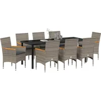 vidaXL Garten Essgruppe 9-tlg. Grau