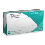 BINGOLD Vinyl 45PLUS Einweghandschuhe, transparent 604635 , 1 Packung = 100 Stück, Größe S