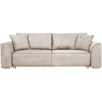 3-Sitzer INOSIGN "Beatrice Schlafsofa" Sofas Gr. B/H/T: 250cm x 92cm x 107cm, Luxus-Microfaser weich, mit Bettfunktion-mit Bettkasten-Liegefläche 197cm, beige (creme) wahlweise auch mit Bettfunktion und Bettkasten, incl. 2 Zierkissen