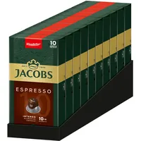 Jacobs Kaffeekapseln Espresso Intenso, Intensität 10/12, 10 x 10 Getränke, Nespresso* kompatible Kaffee Kapseln, 100 Kapseln
