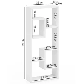 Wohnling Wandregal 36 x 15 x 90 cm Weiß