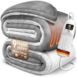Kesser KESSER® Heizdecke mit Abschaltautomatik Doppelseitig Elektrische Wärmedecke Kuscheldecke Bett, Sofa 9 Temperaturstufen waschbar bis 40°C mit Timer Digitalanzeige