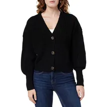 Vero Moda Damen Vmlea Ls V-Hals Manchet Cardigan Noos Strickjacke, Schwarz, S EU
