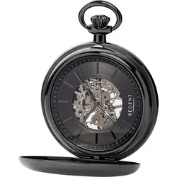Taschenuhr REGENT, schwarz, Taschenuhren, Damen, Herrenuhr, Handaufzug, Kette, offene Unruh