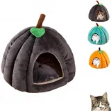 Pumpkin cat Bed,Halloween katzenhaus,2025 süße katzenhöhle in kürbisform,Niedliches Katzenbett für Indoor-Katzen,Warme Katzenhöhle Katzenhaus mit abnehmbarem Kissen,für Hunde-C||S