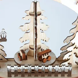 Brubaker 3D Lichterbogen - LED Schwibbogen - Winterlandschaft 2025 - Weihnachtsbeleuchtung aus Holz Natur - 37 x 46 x 10 cm - Handbemalte Figuren