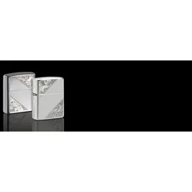 Zippo Sturmfeuerzeug High Polish Sterling Silver with Slashes, Benzinfeuerzeug