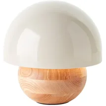 Lightbox Pilz Tischlampe | Deko Tischleuchte mit Wipp-Schalter | 20 cm Höhe & 20 cm Durchmesser | E14 Fassung | Wohnzimmer-Lampe aus Metall/Holz in Hell-Braun/Grau