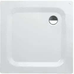 Duschwanne PLATINA 1000x1000x25 aus Stahl Ablauf seitlich inklusive Schallschutz weiß