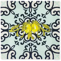 Excelsa Set mit 6 Keramiktellern, mediterranes Muster, Gelb und Blau, 24 x 24 cm