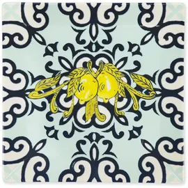 Excelsa Set mit 6 Keramiktellern, mediterranes Muster, Gelb und Blau, 24 x 24 cm