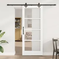 "vidaXL Schiebetür mit Montageset \"ORKDAL\" Weiß Massivholz & Glas"