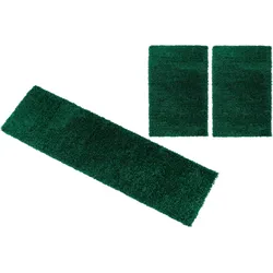 Bettumrandung »Viva«, (3 tlg.), Bettvorleger, Läufer-Set, Uni-Farben, einfarbig, besonders kuschelig, 96096067-14 dunkelgrün rechteckig