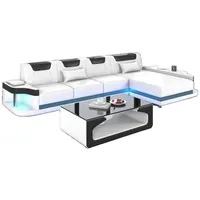 JVmoebel Ecksofa Ecksofa L-Form Polster Leder Wohnlandschaft Couchen Sofa, Made in Europa weiß