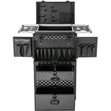 Make-up Rolling Friseurkoffer, 3-Tier Große Speicher kosmetischer Trolley Kosmetikkoffer Schwarz (Dreidimensional)