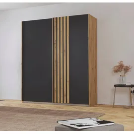 Rauch »Kleiderschrank Schrank Garderobe MOSBACH«, moderne Lamellen-Auflage in 3D Akustikpaneel Optik MADE IN GERMANY grau
