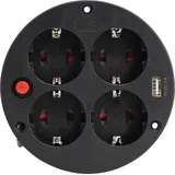 as - Schwabe 4-fach Steckdoseneinsatz für Kabeltrommel, Schutzkontaktsteckdosen, mit USB, Innen IP20, Spanungsanzeige, 230 V 16 A