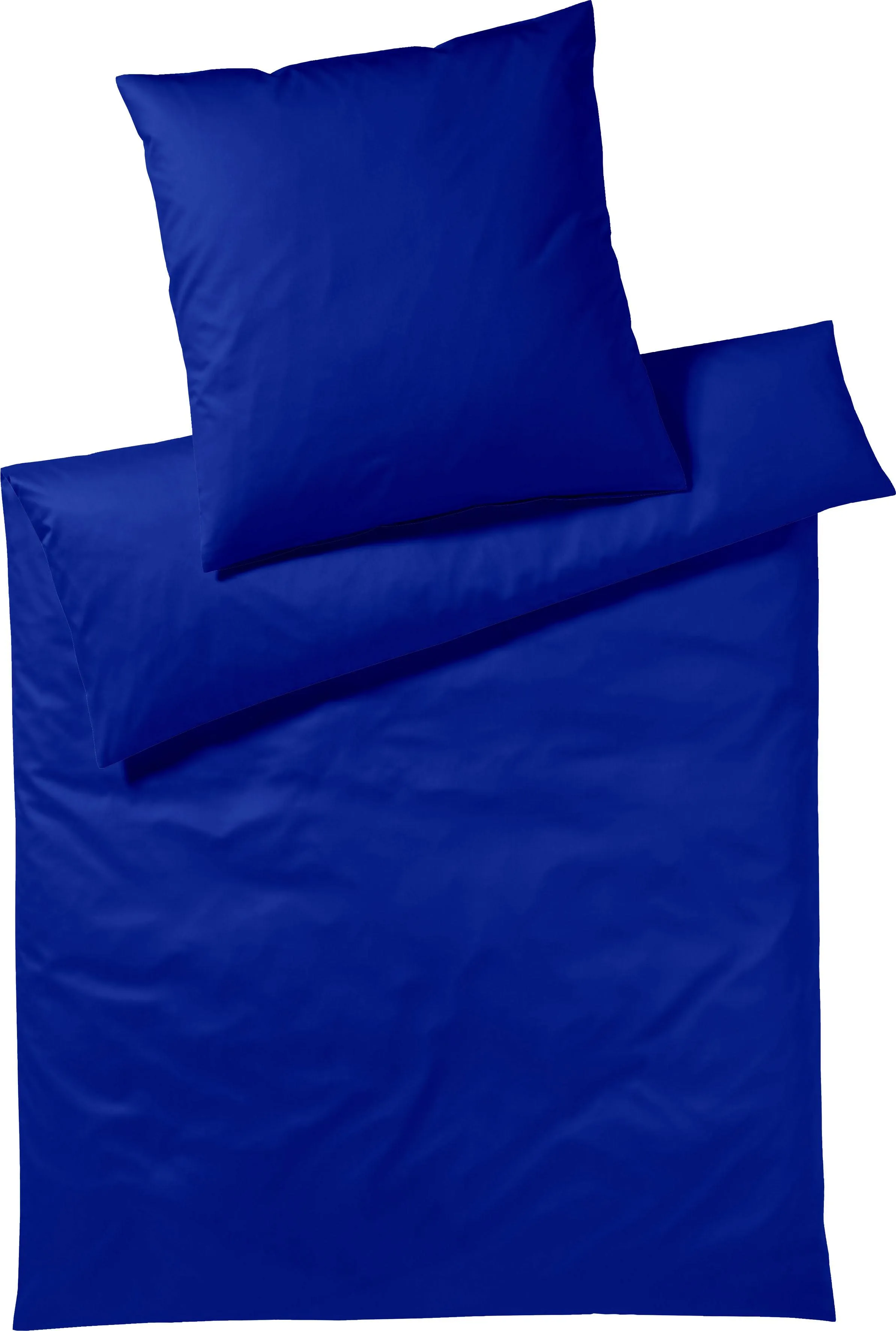 Bettwäsche YES FOR BED "Pure & Simple Uni in Gr. 135x200, 155x220 oder 200x200 cm" Gr. B/L: 200 cm x 200 cm (1 St.), B/L: 80 cm x 80 cm & 80 cm x 80 cm (2 St.), Mako-Satin, blau (royal) Bettwäsche 200x200 cm aus Baumwolle, zeitlose mit seidigem Glanz