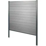 MCW WPC-Sichtschutz Savoie, Windschutz Zaun, Alu-Pfosten zum Einbetonieren ~ Basiselement, 190cm grau