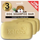 KELEBS Hundeshampoo Sensitiv | Fellpflege Hund | hundeshampoo welpen | Beruhigende natürliche Hunde Shampoo Seifenstücke | mit Lavendel Öl & Haferflocken | Vegan | 3er Pack (Coconut)