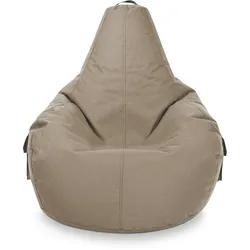 Green Bean© 2er Set Sitzsack + Hocker "Cozy+Cube" - fertig befüllt - Bean Bag Bodenkissen Lounge Sitzhocker Gamingstuhl Pouf - Taupe