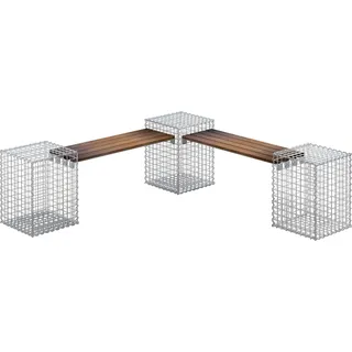 Gabiona 3-Gabionenbank Cumaru 45 cm x 60 cm x 45 cm Maschenweite 5 cm x 5 cm