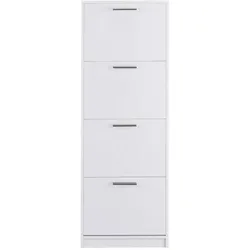Garderobenschuhschrank in Weiß vier Schuhwalzen