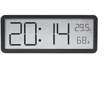 KZQ Digitale Wanduhr Mit Lcd-bildschirm, großer Bildschirm, Wohnzimmer-Wanduhr, Uhrzeit, Temperatur-, Luftfeuchtigkeit, Elektronische Uhr 20,2 X 2 Cm (schwarz),