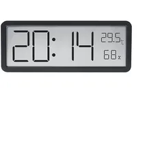 KZQ Digitale Wanduhr Mit Lcd-bildschirm, großer Bildschirm, Wohnzimmer-Wanduhr, Uhrzeit, Temperatur-, Luftfeuchtigkeit, Elektronische Uhr 20,2 X 2 Cm (schwarz),