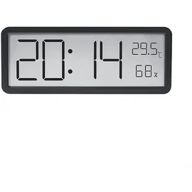 KZQ Digitale Wanduhr Mit Lcd-bildschirm, großer Bildschirm, Wohnzimmer-Wanduhr, Uhrzeit, Temperatur-, Luftfeuchtigkeit, Elektronische Uhr 20,2 X 2 Cm (schwarz),