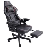 Trisens Gaming Stuhl im modernen Racing-Design mit ausziehbarer Fußstütze Gaming Chair mit verstellbaren Design Armlehnen ergonomischer Schreibtischstuhl mit extra Stützkissen