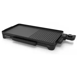 BLACK+DECKER BXGB2200E Griddle & Grill mit 2200W, 49x27cm Griddleplatte, Fettauffangschale, Antihaftbeschichtung, Temperaturregelung