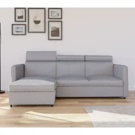 idohome Ecksofa mit Schlaffunktion und Bettkasten Hellgrau
