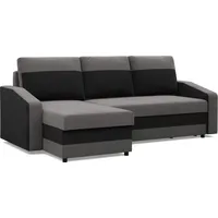 mebligo Ecksofa mit Schlaffunktion, Universelle Seite, Grau - Grau/Schwarz