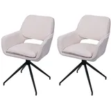 Mendler 2er-Set Esszimmerstuhl HWC-N74, Küchenstuhl, drehbar Auto-Return, Stoff Chenille (490g/m2) Öko-Tex ~ creme