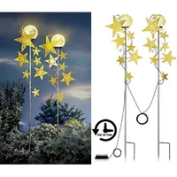 luna24 LED Gartenleuchte LED Gartenstecker Sternenzauber 2er Set inkl. 6h Timer, batteriebetrieben!